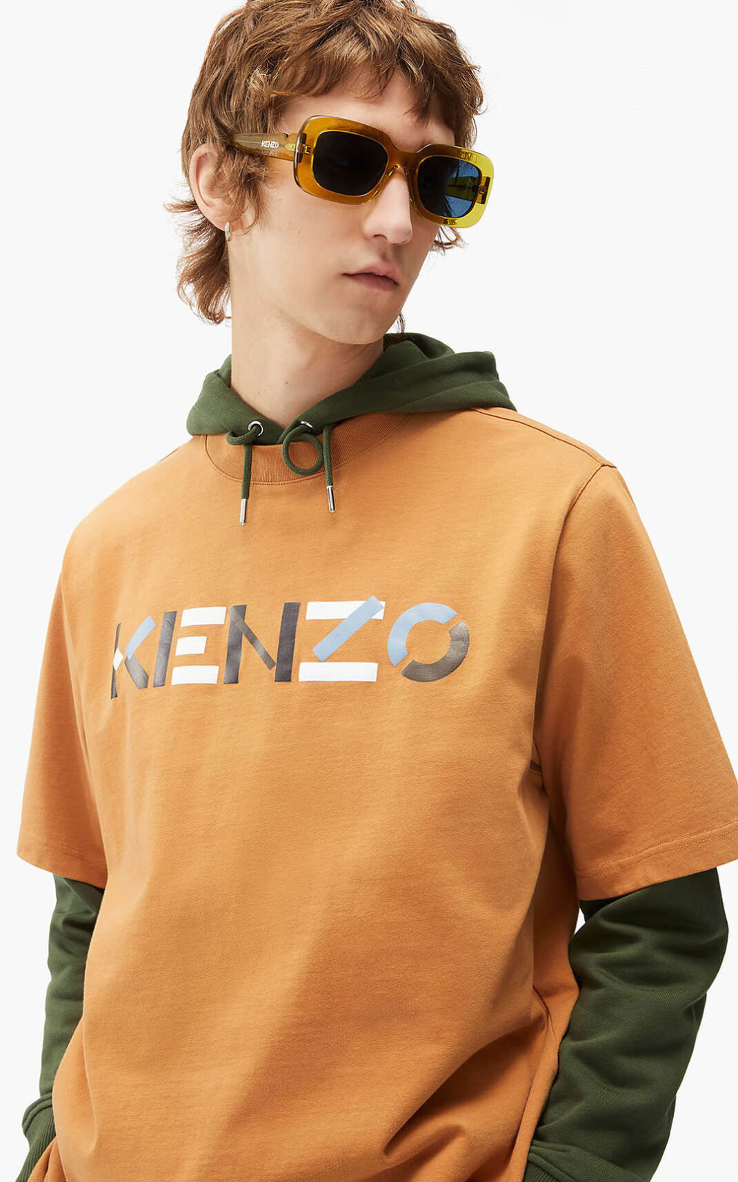 Kenzo Multicoloured oversize Logo T Shirt Brown For Mens 3768LXYEF